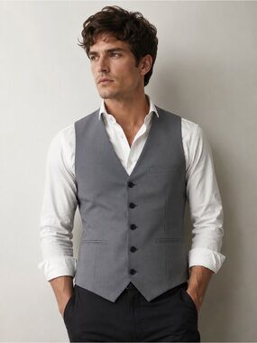 Topman Grey Micro Houndstooth Suit Vest Waistcoat US 36 Screen Worn The Boys
